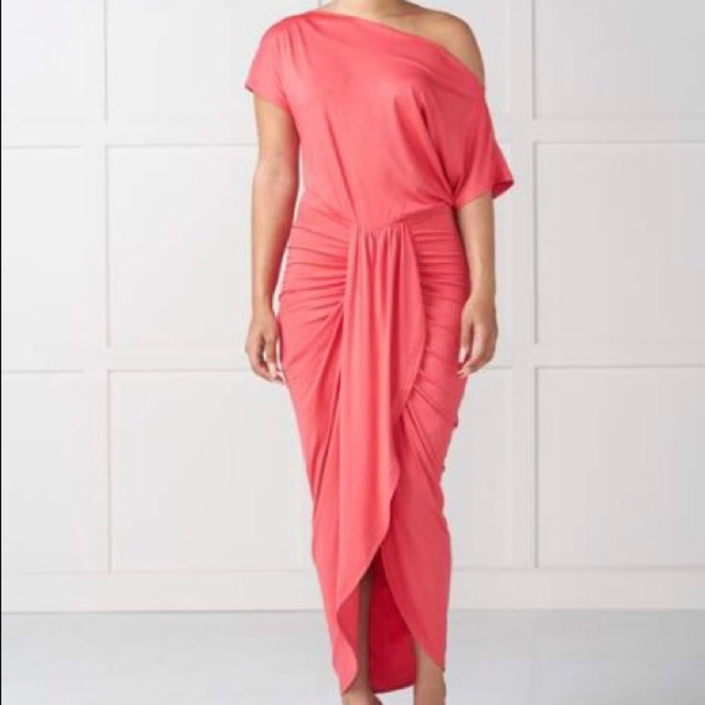 Calista Ruched Off-Shoulder Dress!